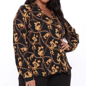 Women’s Black & Gold Button Up Blouse